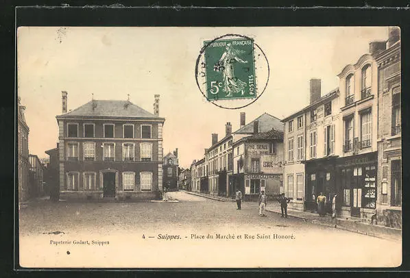 CPA Suippes, Place du Marché and Rue Saint Honoré 1910