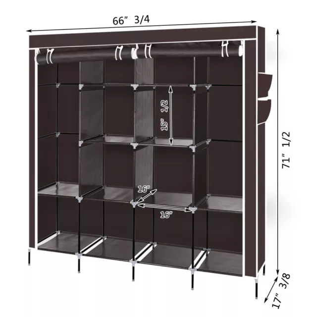 Heavy Duty Clothes Rack Organizer Closet Portable Wardrobe Garment Storage Shelf