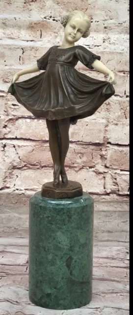 Hecho a Mano Arte Bronce Y Imitación Hueso Bailarina Niña De Preiss Hogar Adorno