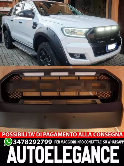 Calandre Calandre + Led Noir Adaptable Sur Ford Ranger Tk T6 T7 2015-2019