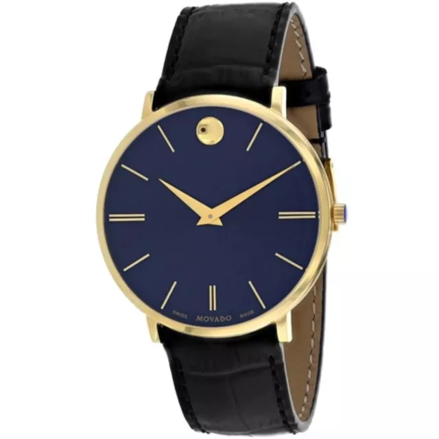 Movado 0607173 Men's Ultra Slim Black Dial Quartz Watch
