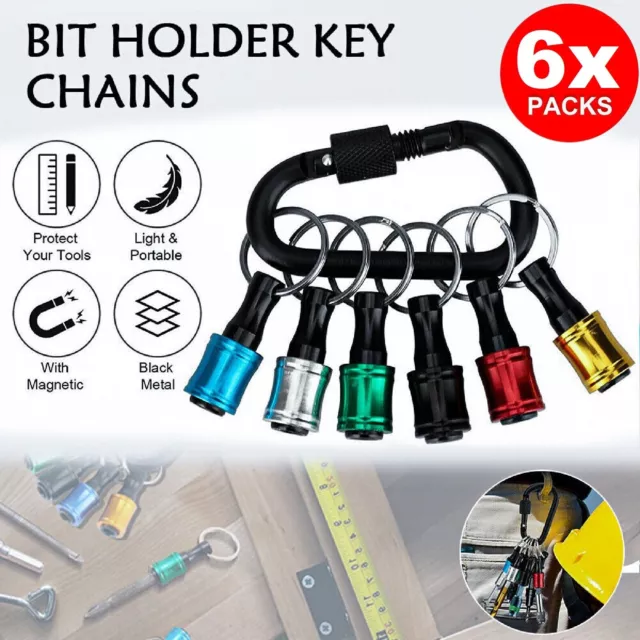 6x Hex Shank Screwdriver Bit Holder Extension Bar Tough Keychain Driver Keyring