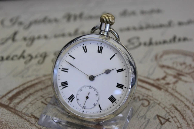 RARE ANTIKE OMEGA LABRADOR Taschenuhr massiv 925 Silber pocket
