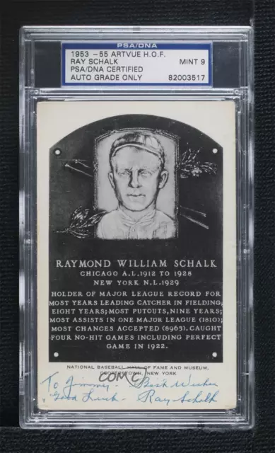 1953 National Baseball Hall of Fame and Museum Postcards Artvue Ray Schalk HOF