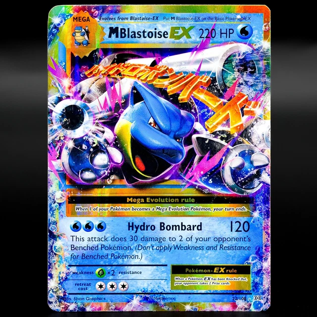 🔥 22/108 - M Blastoise Half Art EX - Evolutions - Pokemon Card 🔥