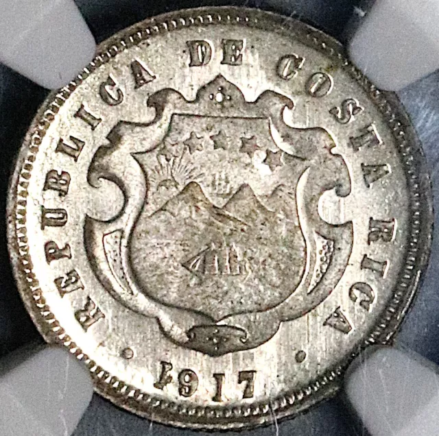 1917 NGC MS 65 Costa Rica 10 Centavos Gem Mint State Silver Coin (23061301D)