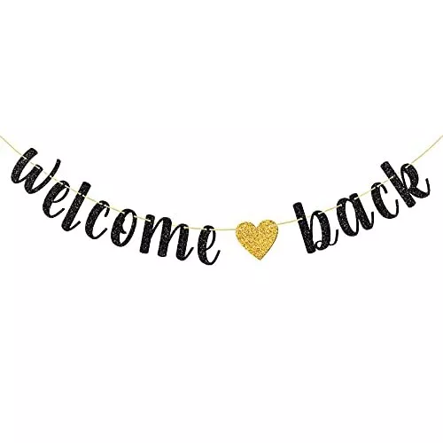 Glitter Welcome Back Banner Returning Home Party Supplies Happy