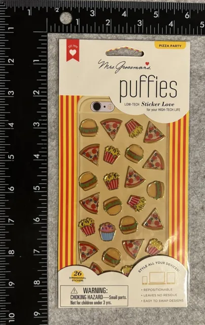 Pegatinas Mrs Grossman's Puffies Pizza Fries Hamburguesas Cupcake Nuevo en paquete