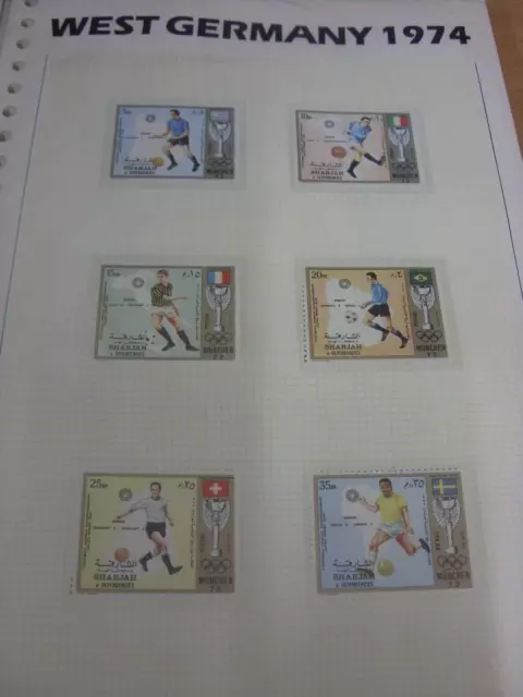 circa 1974 World Cup West Germany,  6 Sharjah Stamps, Taken From the World Cup C