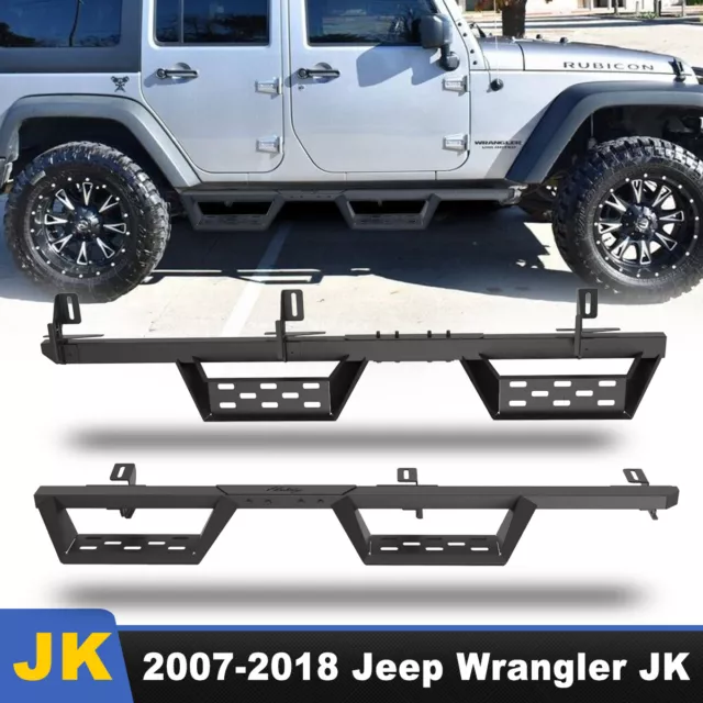 Pair Side Steps For 2007-2018 Jeep Wrangler JK 4 DOOR Running Boards Nerf Bars