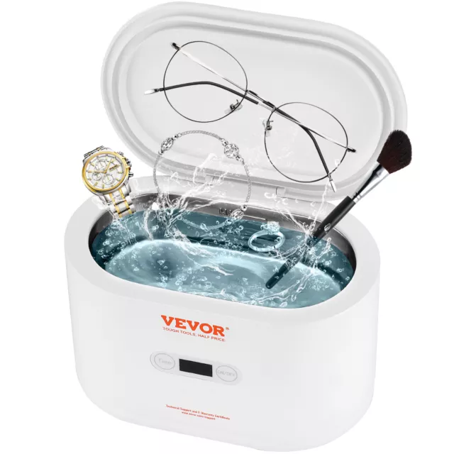 VEVOR 650ml Ultrasonic Cleaner Stainless Steel Tank Jewelry Watch Timer Cleaning