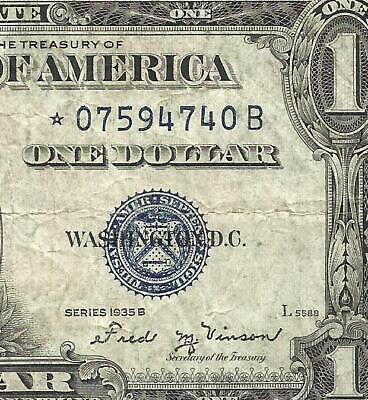 1935B $1 BLUE Seal **STAR** SILVER Certificate! (~VINSON~) Old US Paper Money!