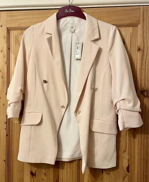BNWT! RIVER ISLAND girls lovely ruched sleeves pink blazer 11-12 BRAND NEW!