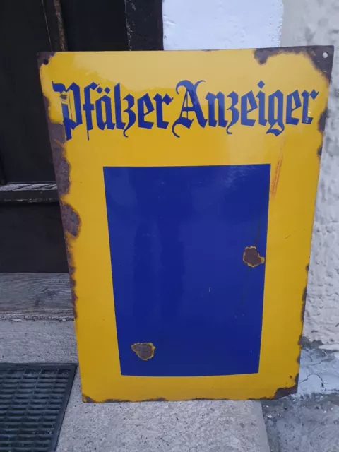 Pfälzer Anzeiger Zeitung 1930 Altes Emailschild