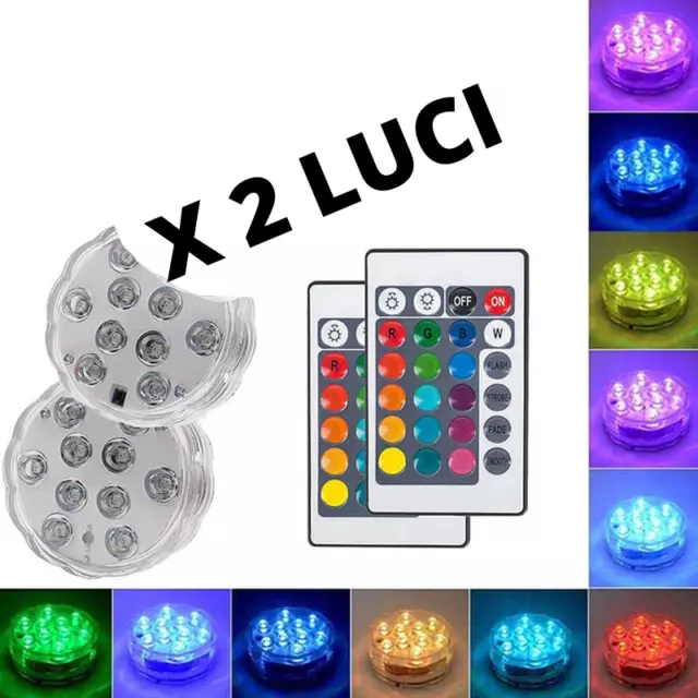 Luci LED con telecomando sommergibili Ideali per piscina stagni e fontane 2 pz