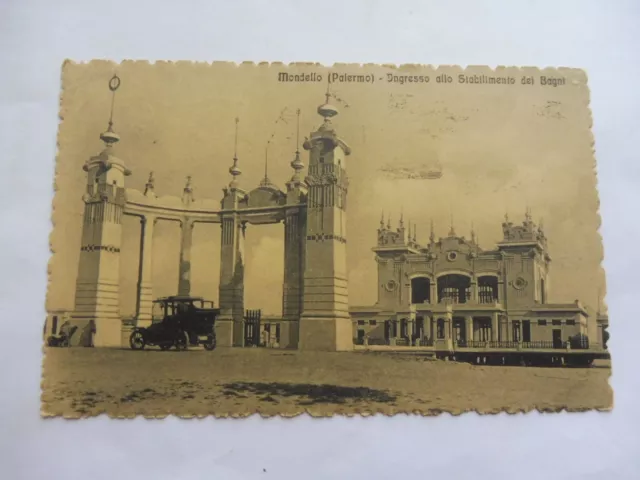 Cartolina Palermo Mondello Ingresso Allo Stabilimento Dei Bagni 1913 Milano