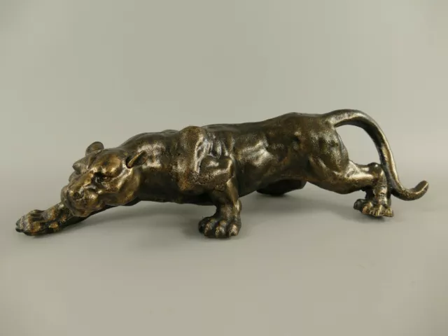 Figur Panther Eisen Löwe Tiger Puma Jaguar Statue Skulptur Bronze Türstopper 2