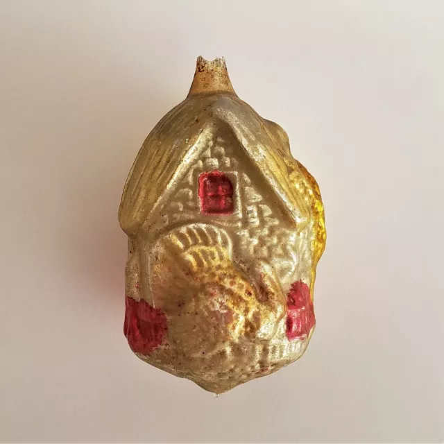 Antique Glass Victorian Christmas Turkey Country Cottage Ornament  1890s  Rare