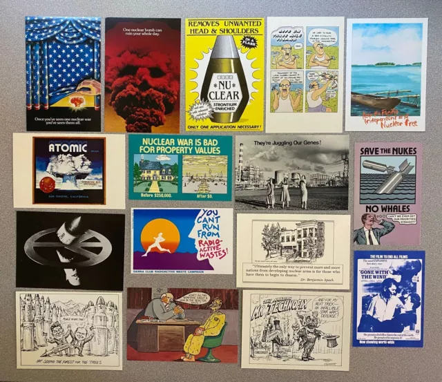 16 Different Anti NUKE, No NUCLEAR WAR Postcards 1980s-1990 Scarce GREAT LOT!