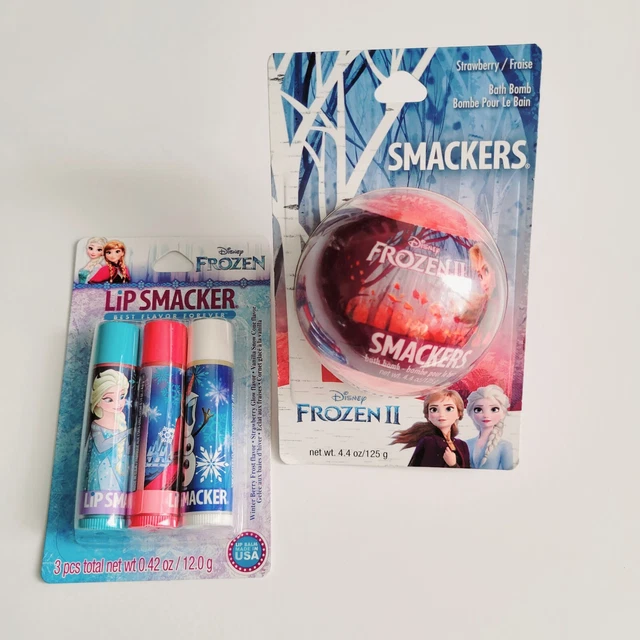 Disney FROZEN II Smackers Bath Bomb Strawberry Scented & Smacker Lip Balm Trio