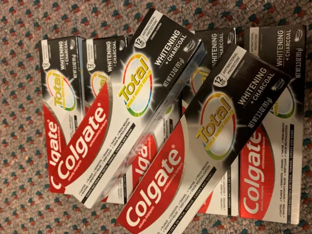 LOT OF 6 Colgate Total CHARCOAL Anticavity Toothpaste Paste 3.3 oz. Exp ...