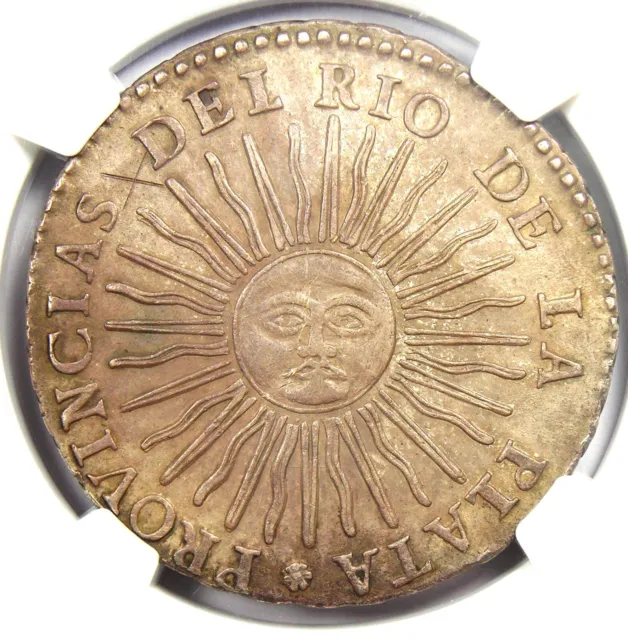 1836 Argentina 8 Reales Rio de la Plata Sun Coin 8R - Certified NGC AU Details