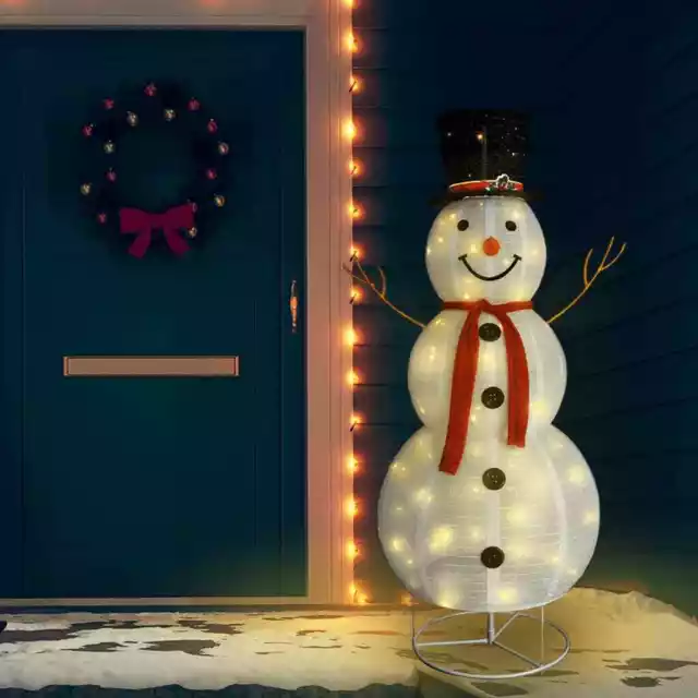 LED-Schneemann Weihnachtsfigur Luxus-Stoff 180 cm