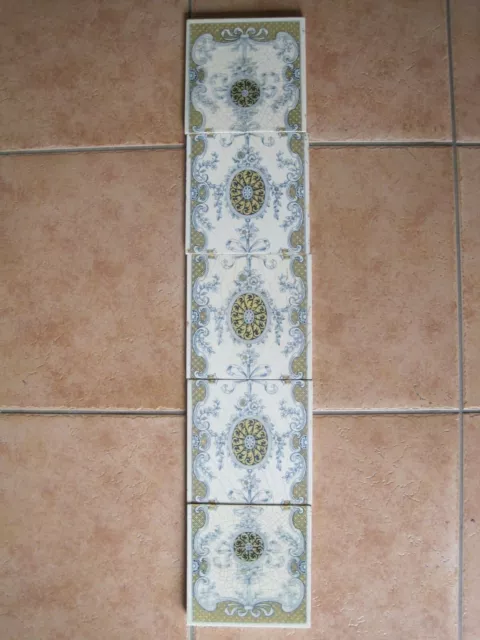 Antique Victorian 5 Tile Classical Design Panel - Mintons - C1868 - 1900 #2