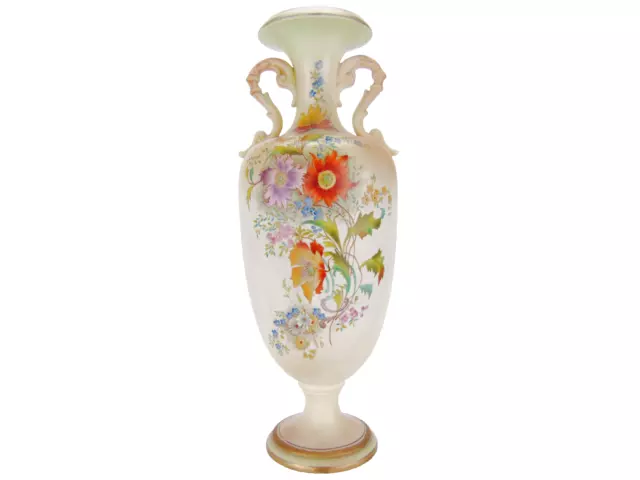 Antique Carlton Ware Vase Blush Ivory 'Ragged Robin' W & R Hand Painted 31cm