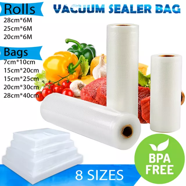 100x Vacuum Sealer Bags Food Storage Saver Heat Seal Cryovac 20cm x 30cm
