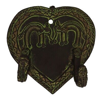 Heart Shape Elephant Engraved Handmade Brass Antique Vtg Style Wall Hanger Hook
