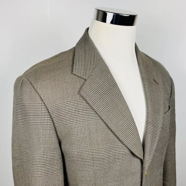 Example x Missoni Mens 38R Sport Coat Beige Glen Plaid 100% Wool Three Button