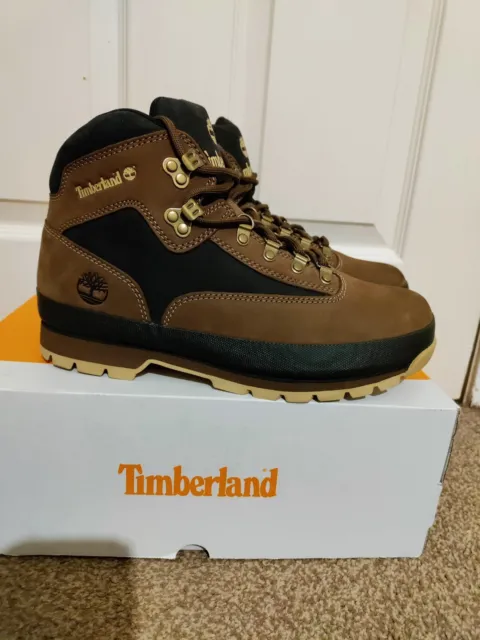 TIMBERLAND MEN'S EURO Leather Hiker Boots, Black/Brown Size Uk 10 ...