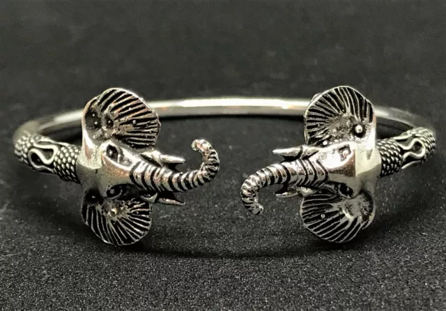 Tribal Artisant Bali Argent Sterling 925 Bracelet Manchette Éléphant Bijoux