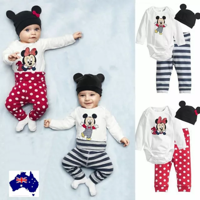 Baby Rompers 3pcs Boy Girl Clothing Hat Pant Set Bodysuit Set Cotton New Born