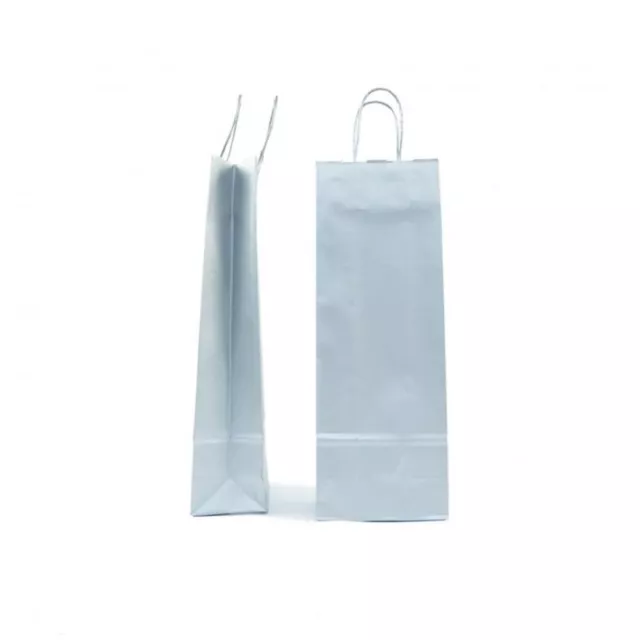 25 PZ Busta shopper per BOTTIGLIA di VINO colore ARGENTO 14x8.5x39 cm 1A3C