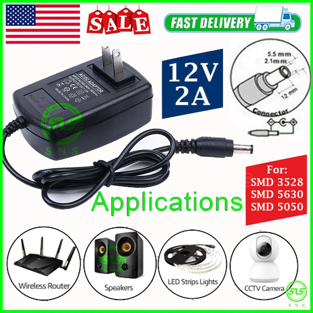 Plug It In Light It Up: AC To DC 12V 2A Power Adapter (EU Plug) For 5050 LED Strips