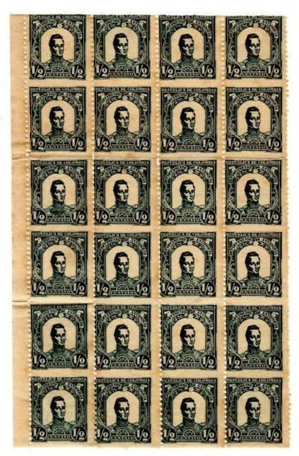 Colombia State Antioquia Scott #117 Block of 24 Issued 1899 F/VF