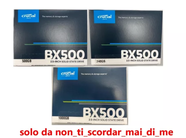 Hard Disk Hd Interno Stato Solido Ssd Crucial Bx500 240Gb 480Gb 500Gb 1000Gb