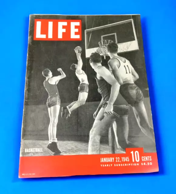 1940's WWII ERA LIFE Magazine January 22, 1945 BASKETBALL With Bag & Board