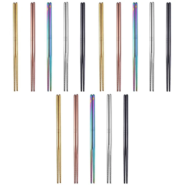 15 paia di bacchette in acciaio inox bacchette in metallo colorato non bambino