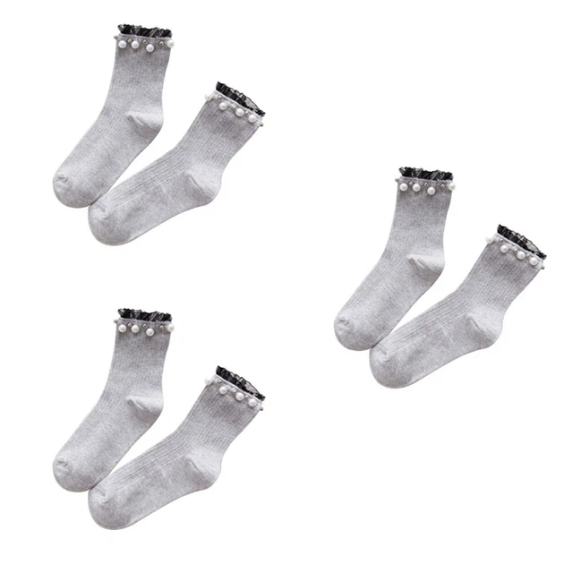 3 Pairs Cotton Socks Frilly Boot Socks Vintage Socks Frilly Socks Pile Socks