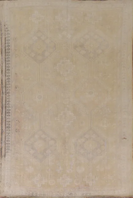 Vintage Muted Gold Kashkoli/ Abadeh Area Rug 5'x7' Wool Hand-made Nomad Carpet