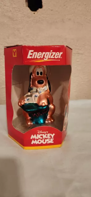 Disney PLUTO European Glass Christmas Ornament Energizer Promo Vtg 2000