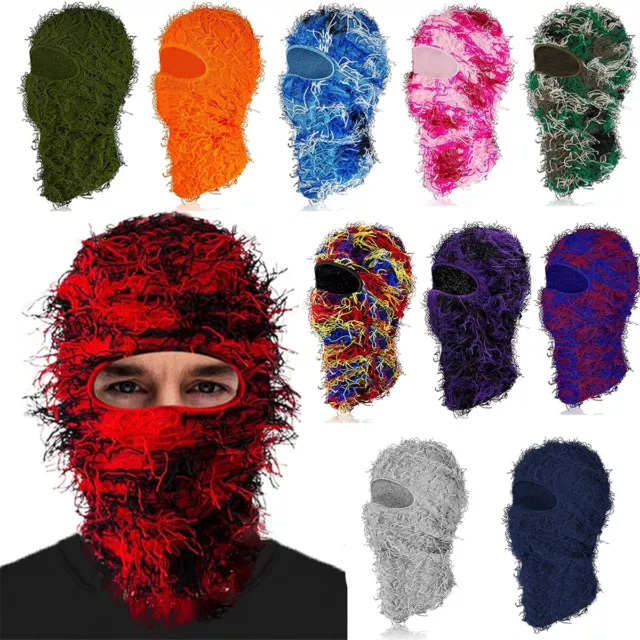 Balaclava Distressed Knitted Full Face Ski Mask Camouflage Men Women Cycling