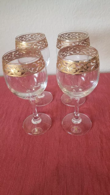 Vintage J. Preziosi Lavorato A Mano Italy Wine Glasses Set of 4 Goblets