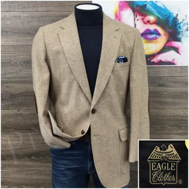 Vintage Mens Blazer Sport Coat Two Button Casual Jacket Size 44L Tweed Suits