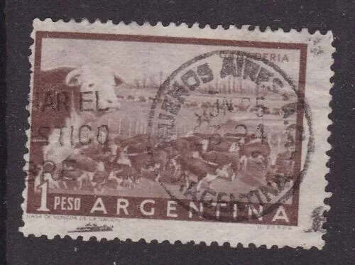 Argentina 1958 Buenos Aires Bullseye Cancel 1 peso Cattle Fine used SG871 VGC