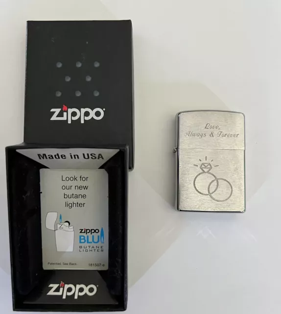 Engraved Zippo Lighter With Box Made In USA “Love,Always & Forever “ Engraved