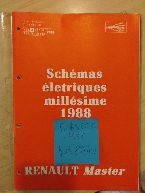 Renault Master 1988 Manuel Atelier Schemas Electriques NT 8040 Revue Technique